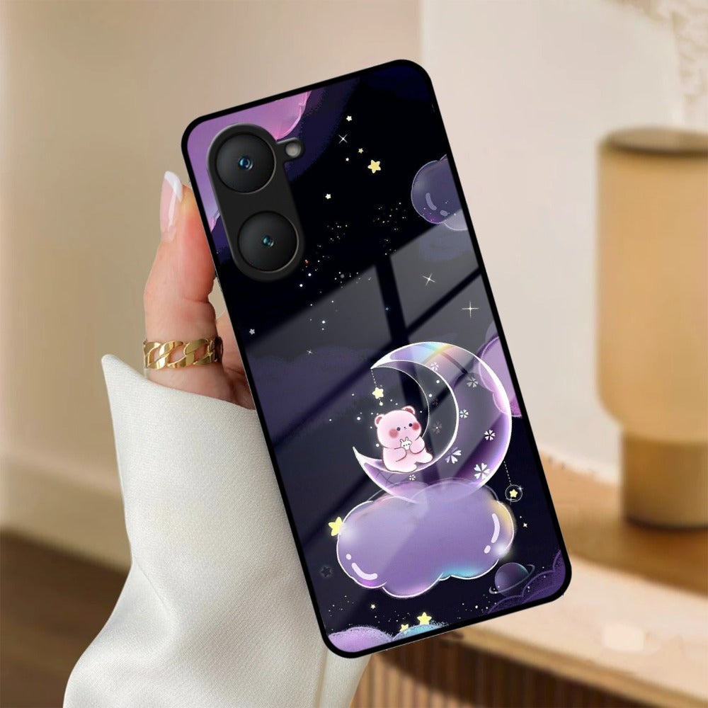 Sky Panda Design Glass Phone Case Cover For Vivo