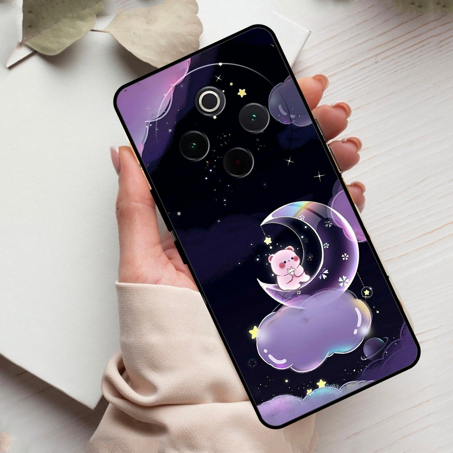 Sky Panda Design Glass Phone Case Cover For Vivo
