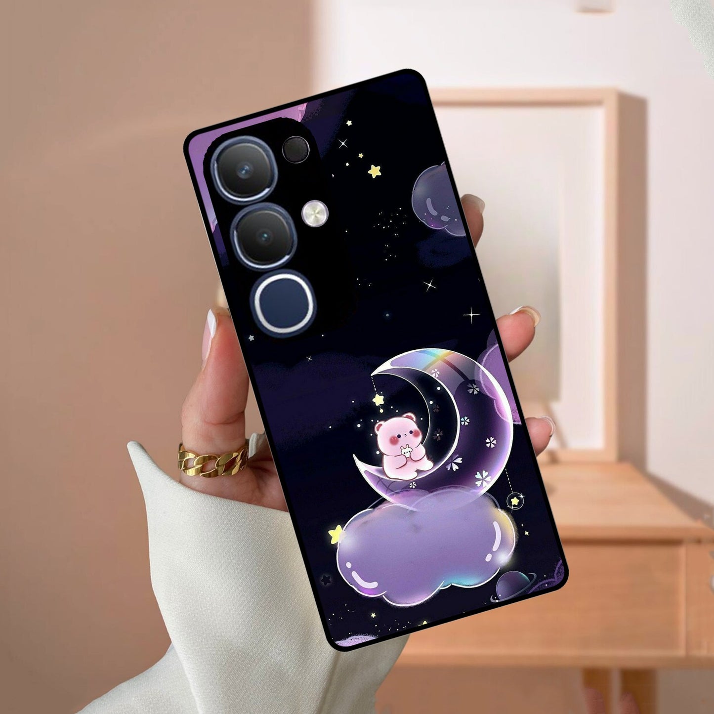 Sky Panda Design Glass Phone Case Cover For Vivo