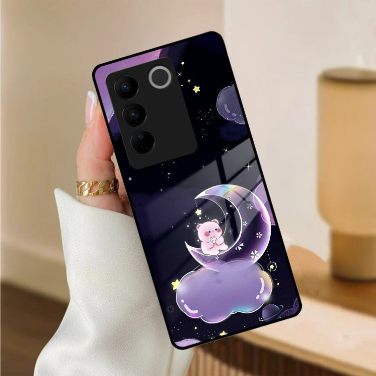 Sky Panda Design Glass Phone Case Cover For Vivo