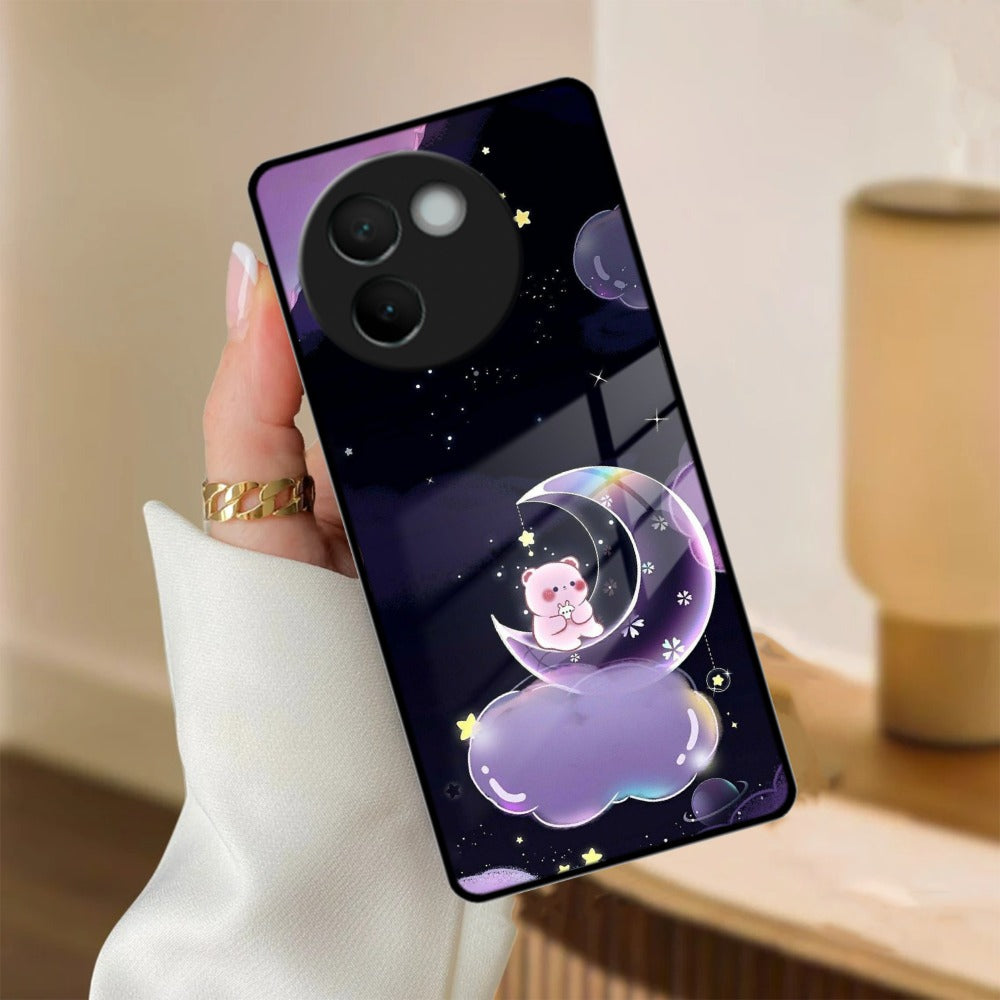 Sky Panda Design Glass Phone Case Cover For Vivo