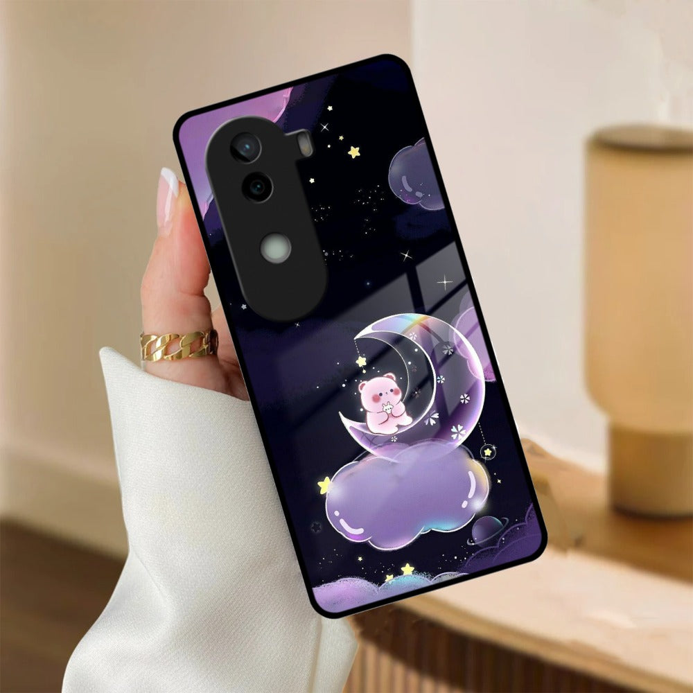 Sky Panda Design Glass Phone Case Cover For Vivo