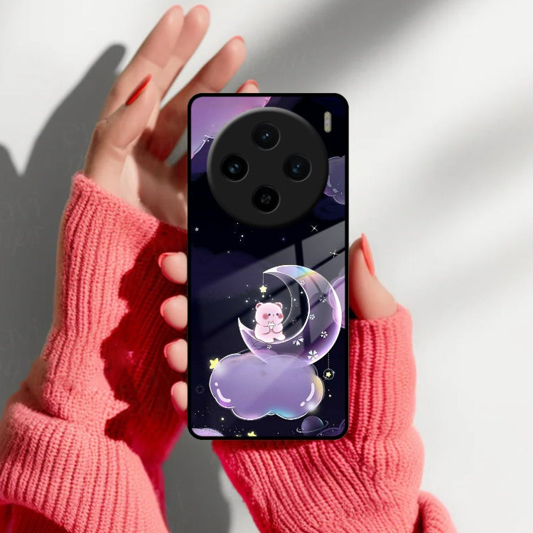 Sky Panda Design Glass Phone Case Cover For Vivo