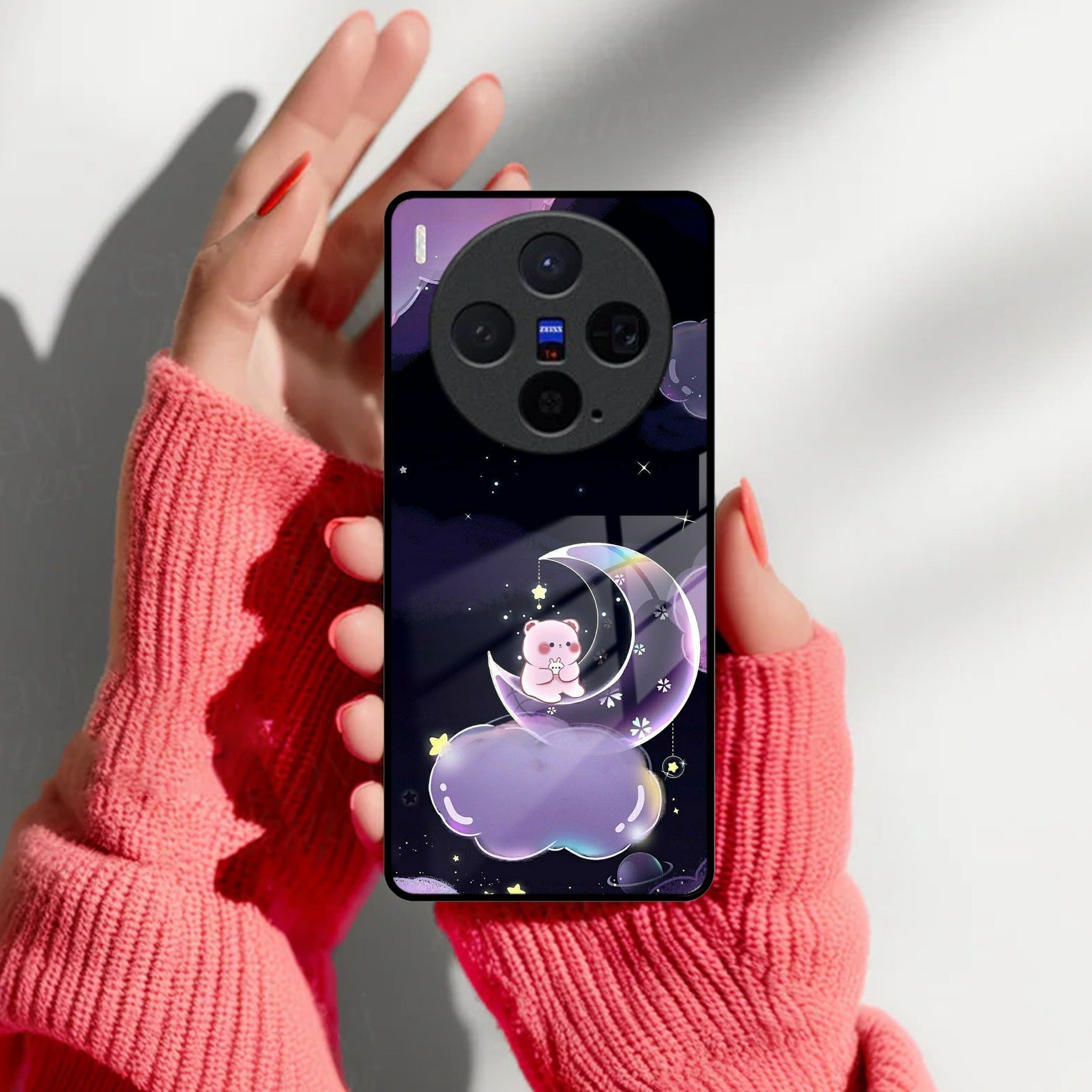 Sky Panda Design Glass Phone Case Cover For Vivo