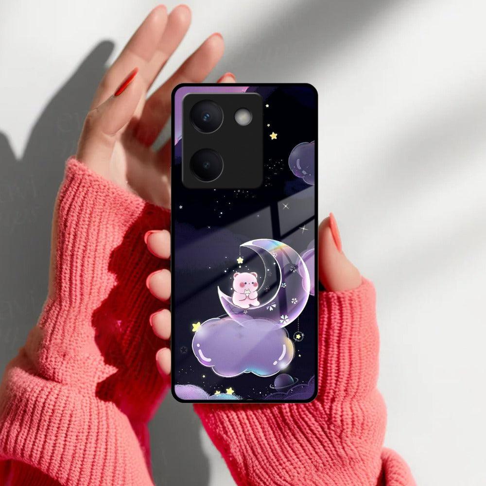 Sky Panda Design Glass Phone Case Cover For Vivo