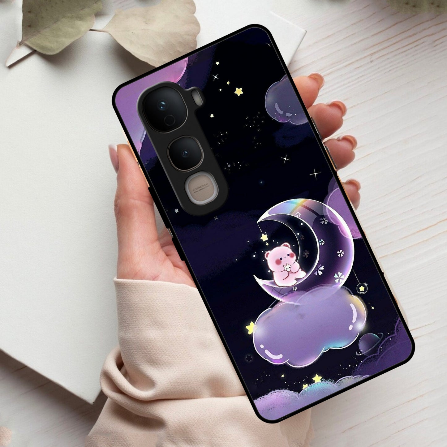 Sky Panda Design Glass Phone Case Cover For Vivo