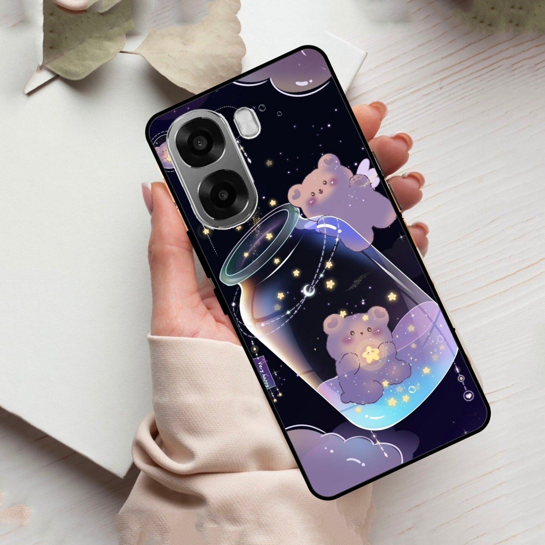 Sky Panda Design Glass Phone Case Cover V2 For Oppo