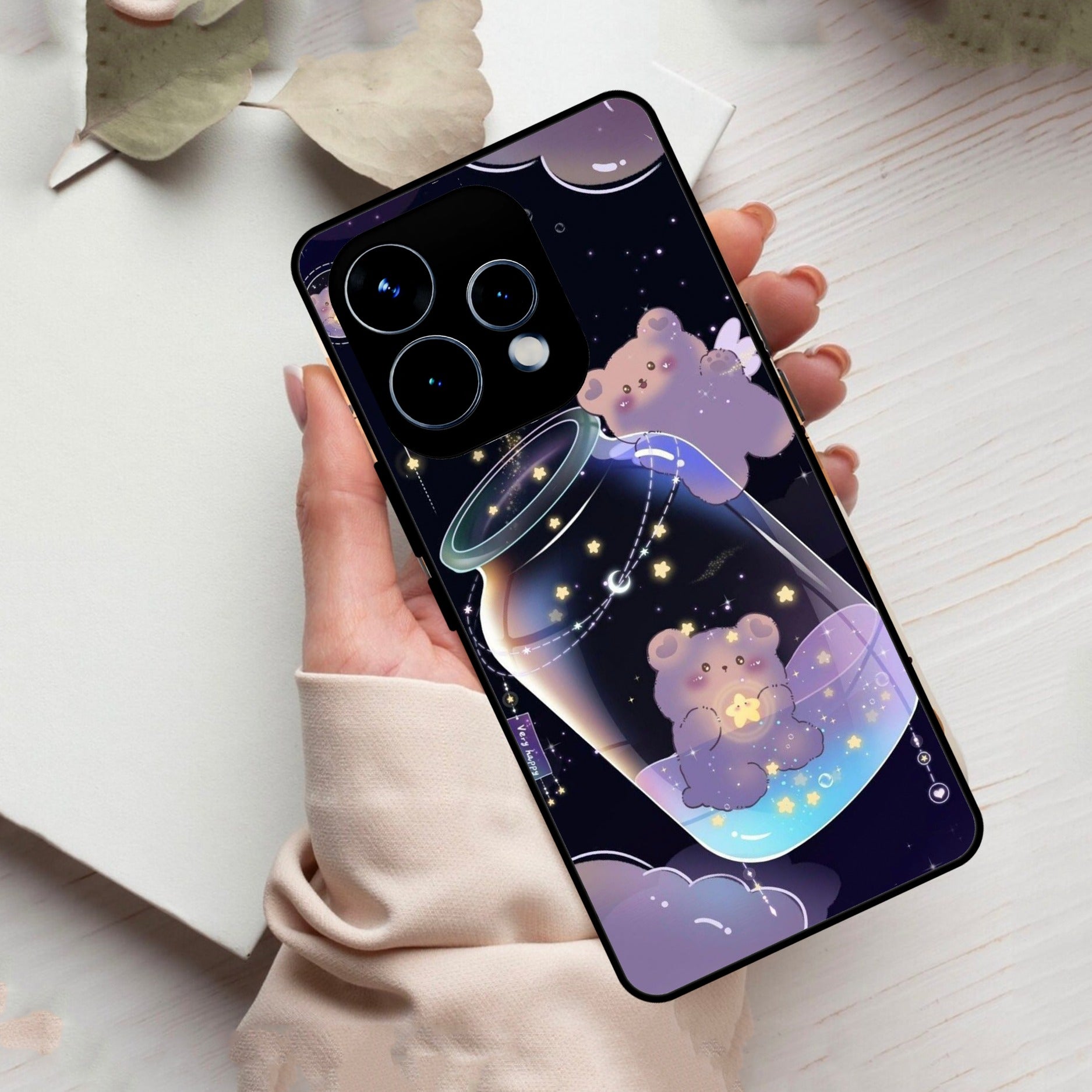 Sky Panda Design Glass Phone Case Cover V2 For Oppo