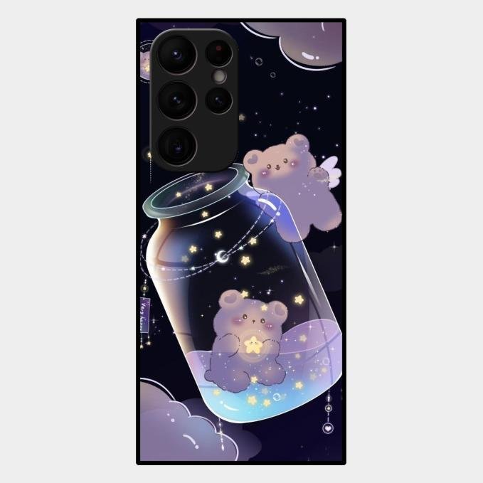 Sky Panda Design Glass Phone Case Cover V2 For Samsung Galaxy S22 Ultra 5G