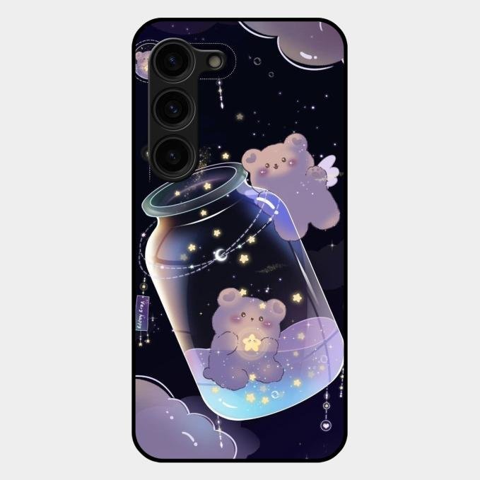 Sky Panda Design Glass Phone Case Cover V2 For Samsung Galaxy S23 Plus 5G