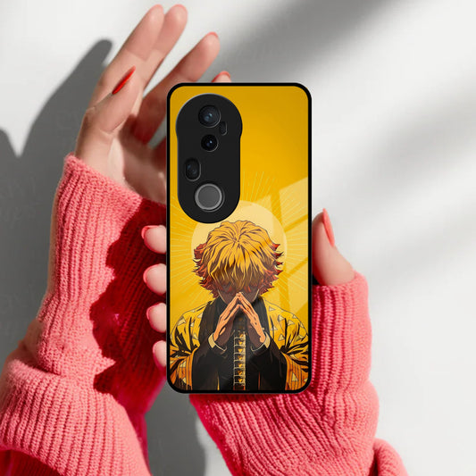 Sleepy Slayer Glass Case Cover For Vivo