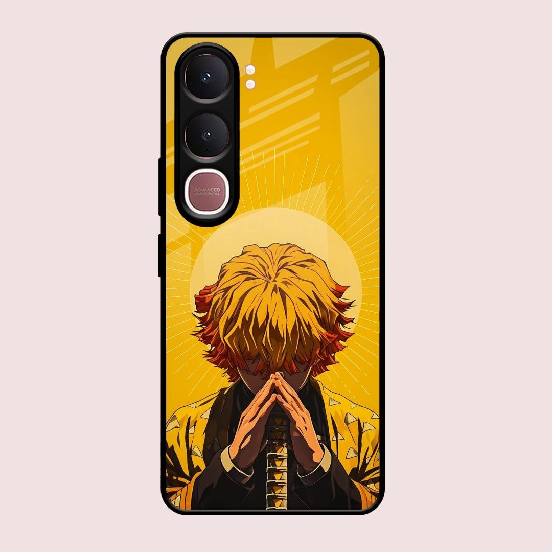Sleepy Slayer Glass Case Cover For Vivo Y31 5G