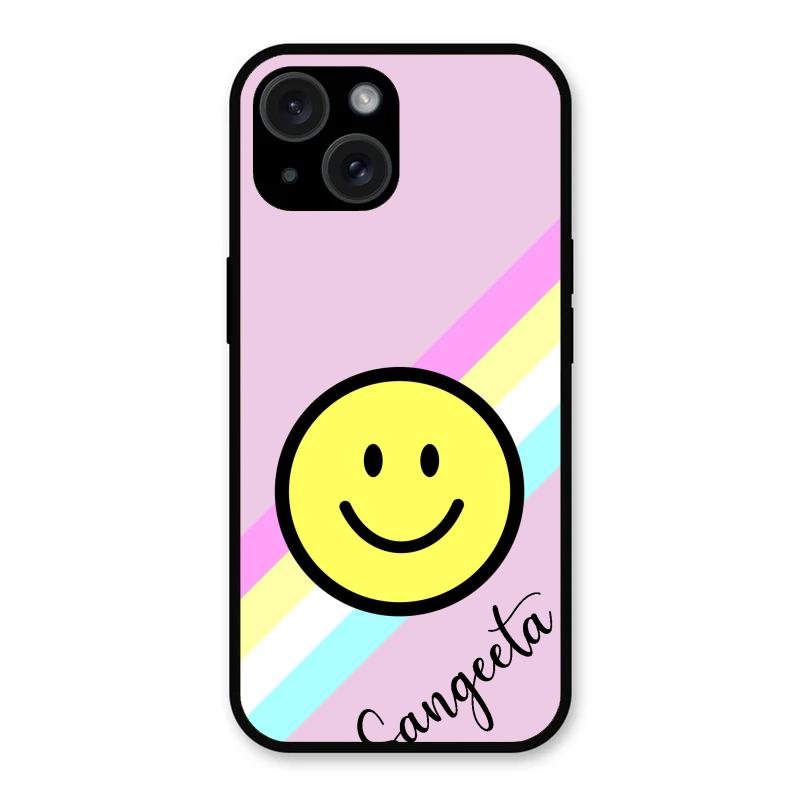 Smiley Glass Case Cover For iPhone 15 Plus