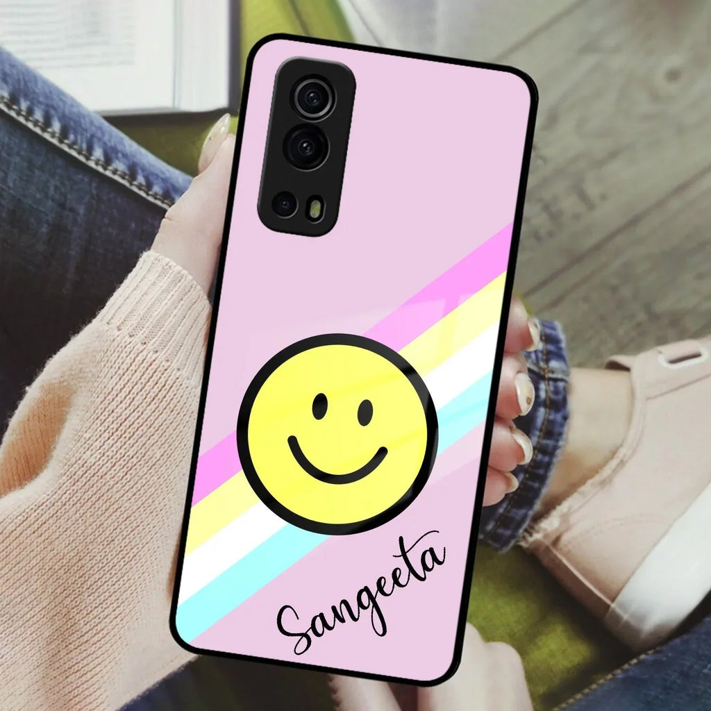 Smiley Glass Case Cover For iQOO - ShopOnCliQ
