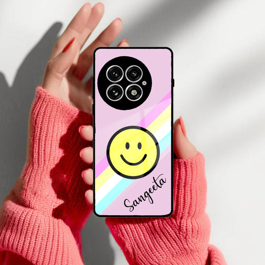 Smiley  Glass Case Cover For OnePlus