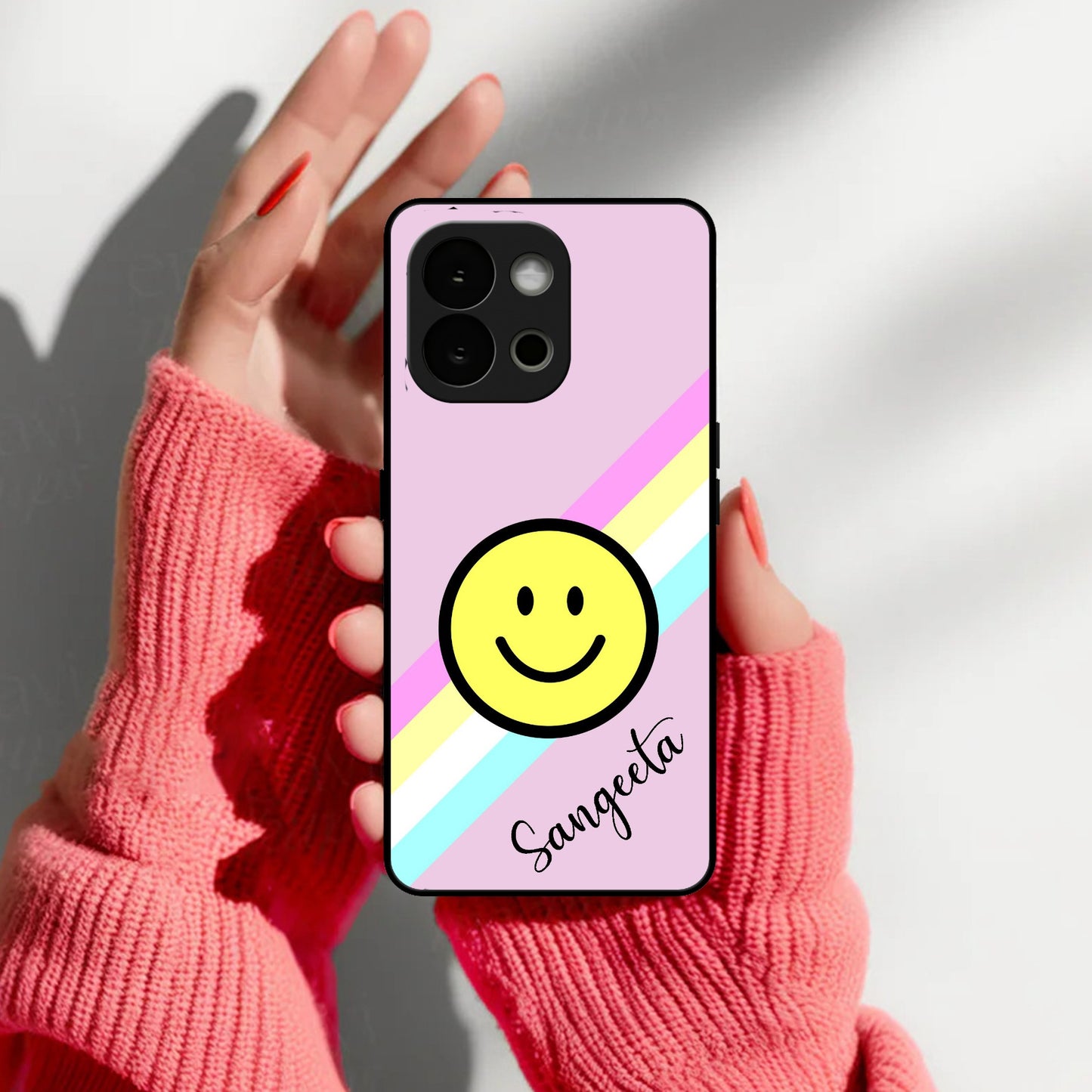 Smiley  Glass Case Cover For OnePlus