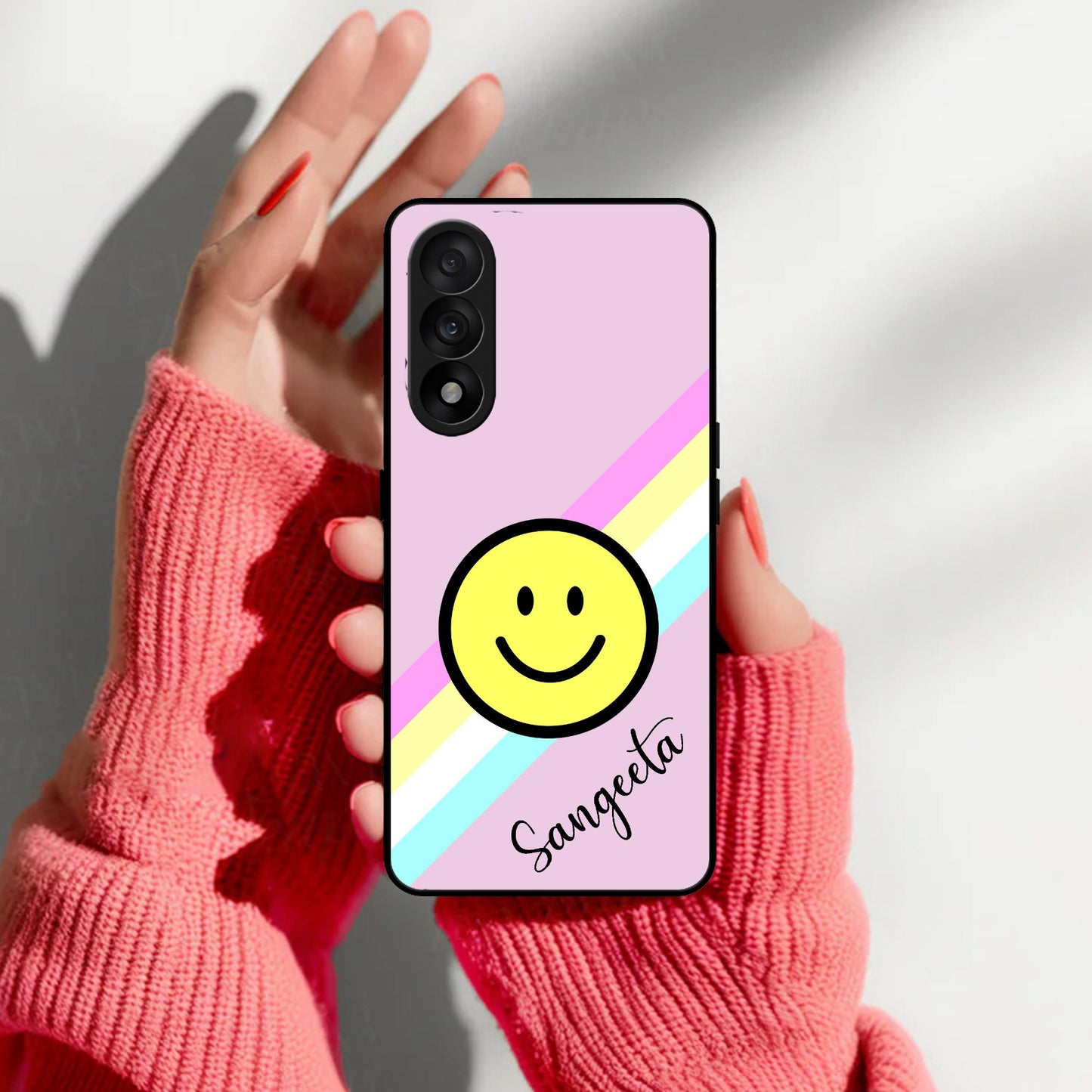 Smiley  Glass Case Cover For OnePlus