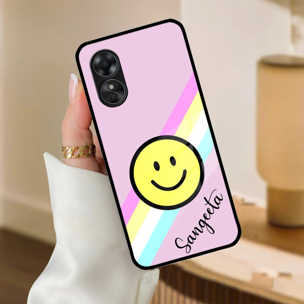 Smiley Glass Case Cover For Oppo