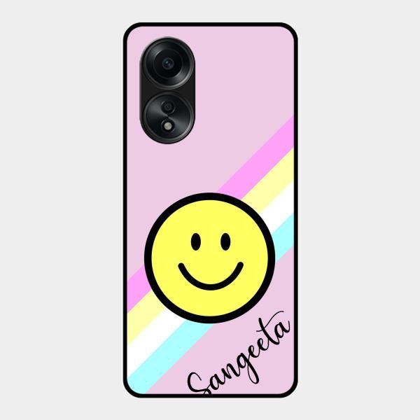 Smiley Glass Case Cover For Oppo A58