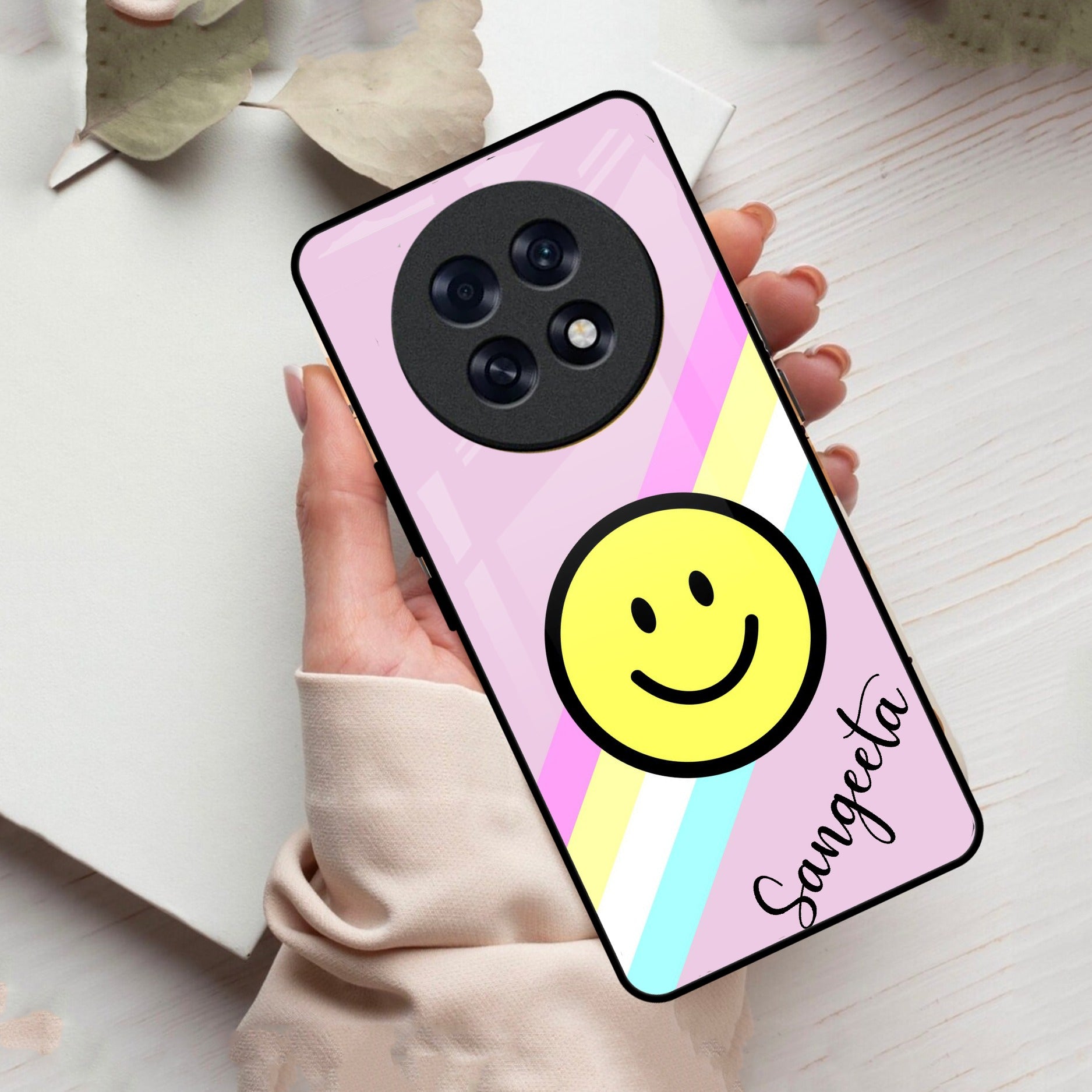 Smiley Glass Case Cover For Oppo