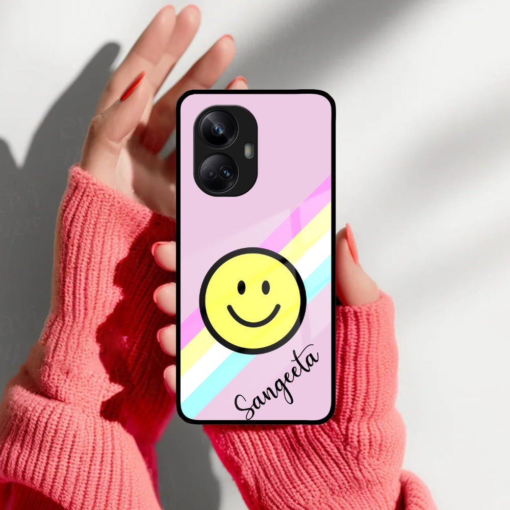 Smiley Glass Case Cover For Realme/Narzo