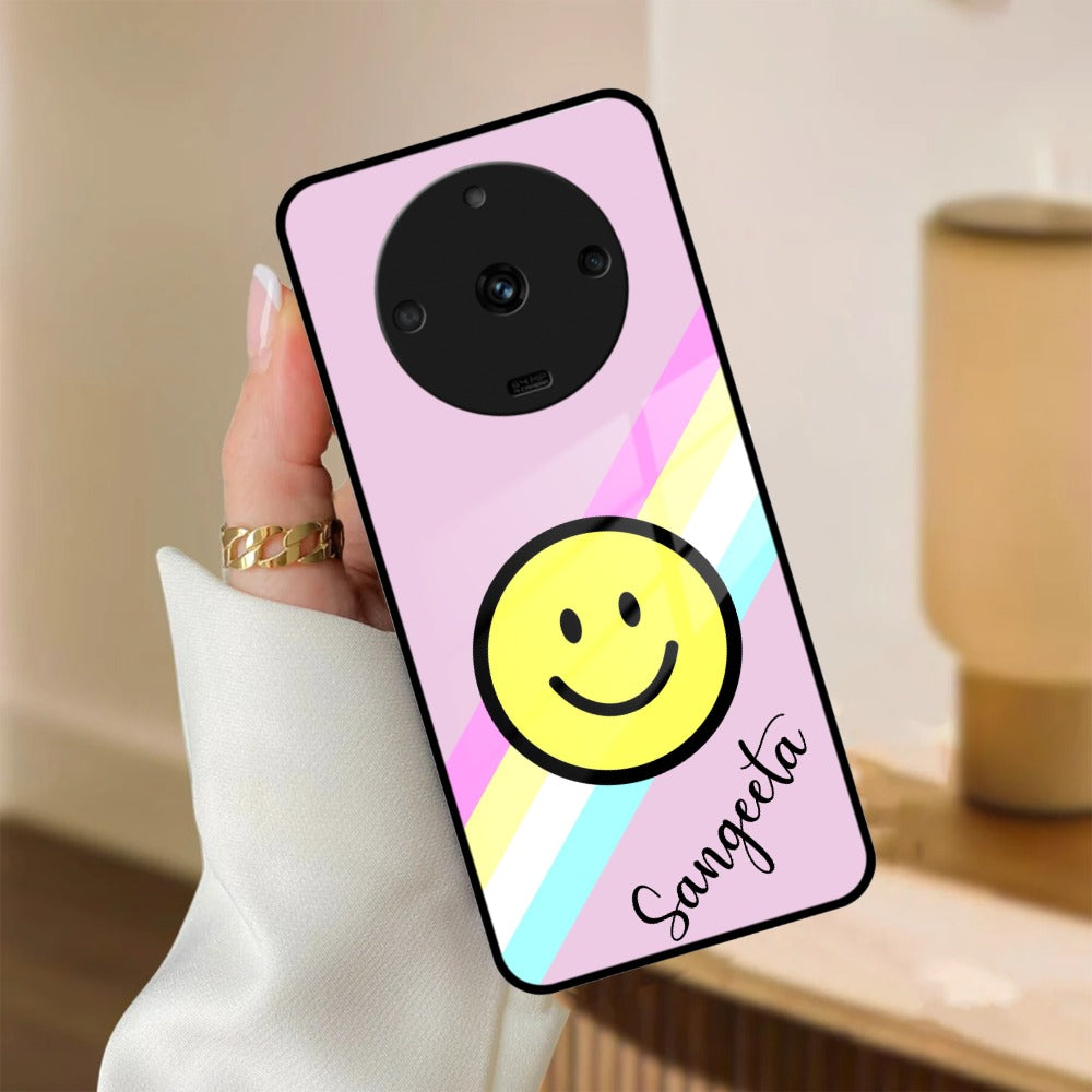 Smiley Glass Case Cover For Realme/Narzo