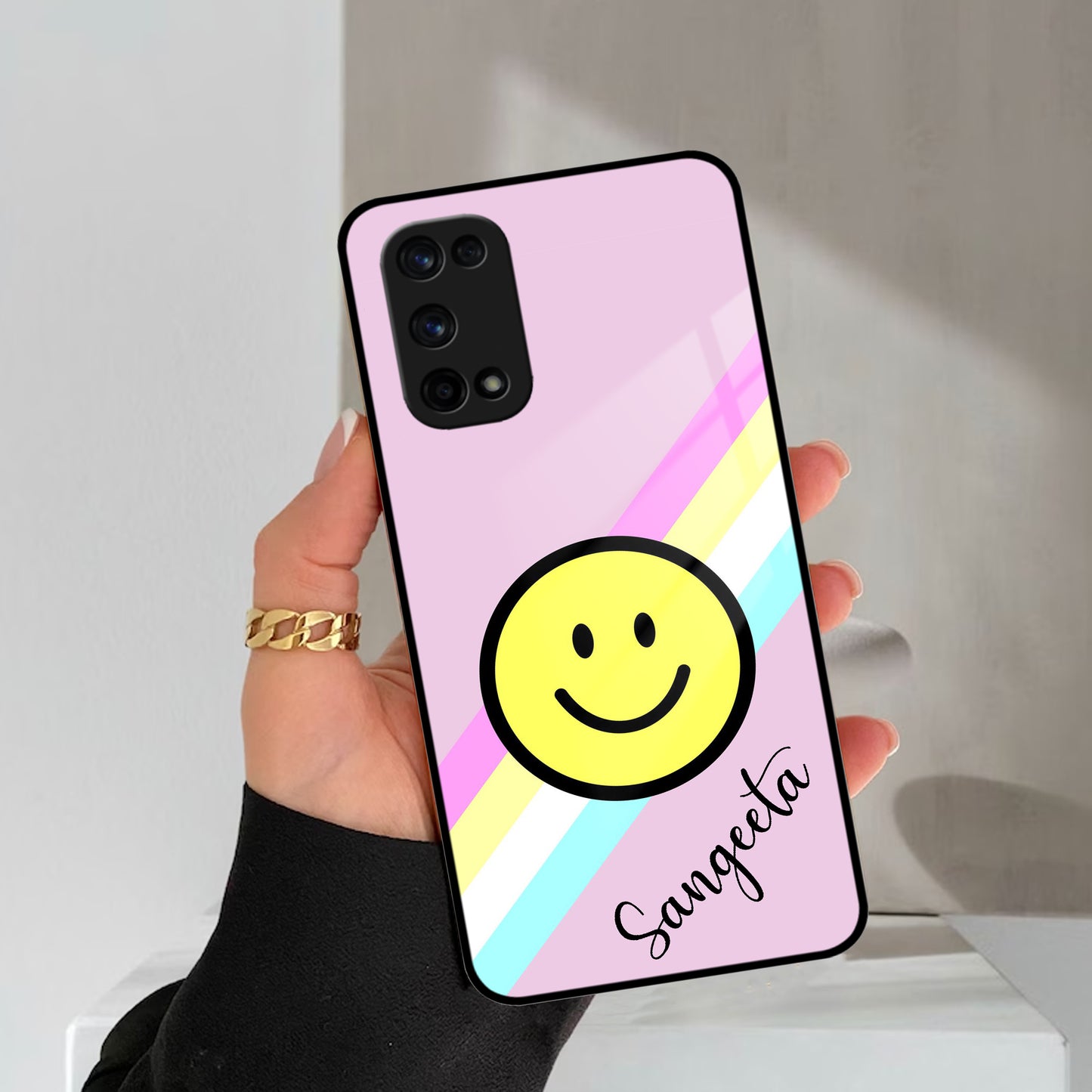 Smiley Glass Case Cover For Realme/Narzo