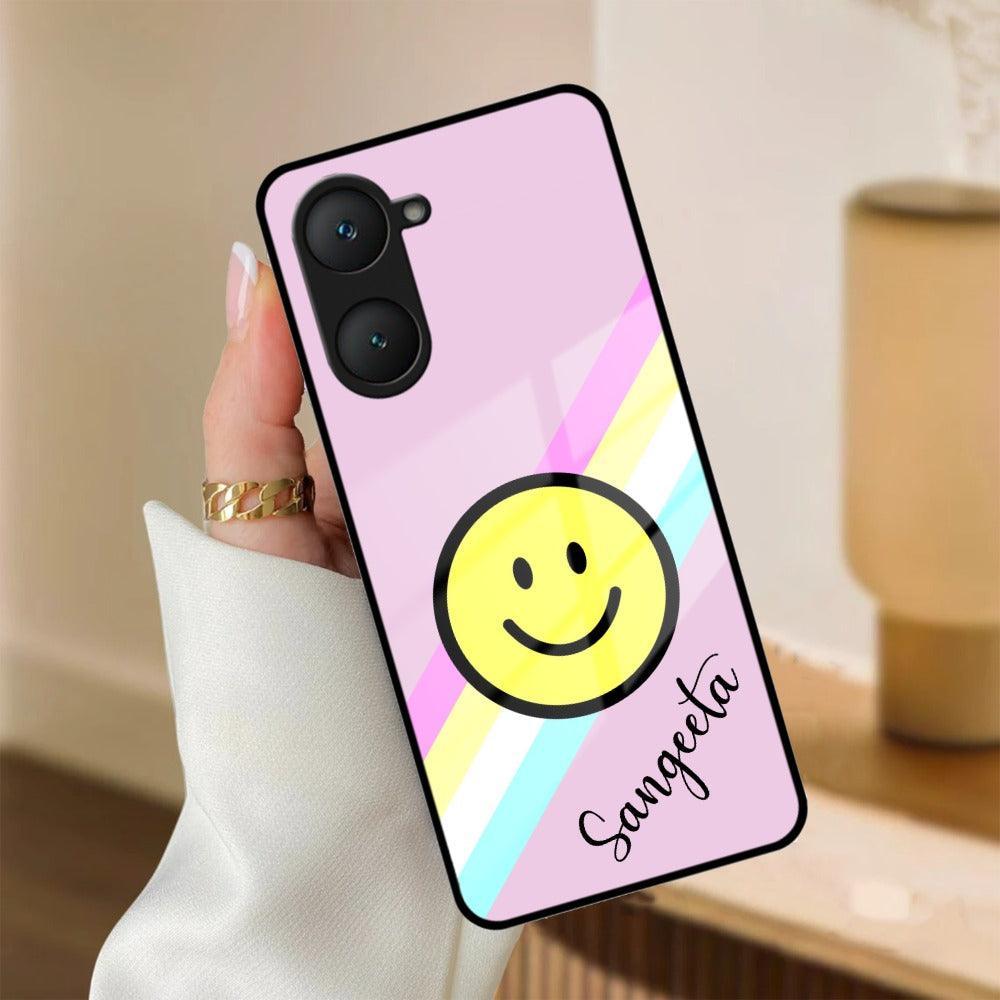 Smiley Glass Case Cover For iQOO