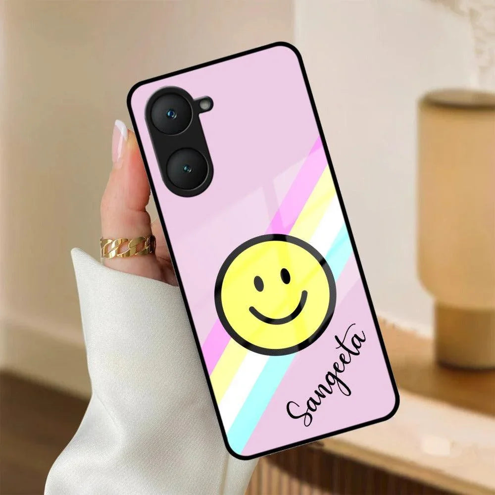 Smiley Glass Case Cover For iQOO - ShopOnCliQ