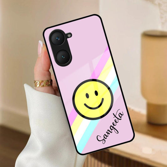 Smiley Glass Case Cover For iQOO