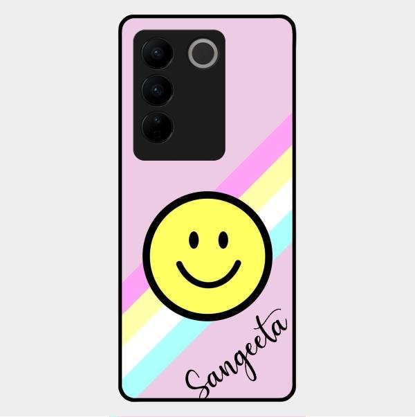 Smiley Glass Case Cover For Vivo V27 Pro 5G