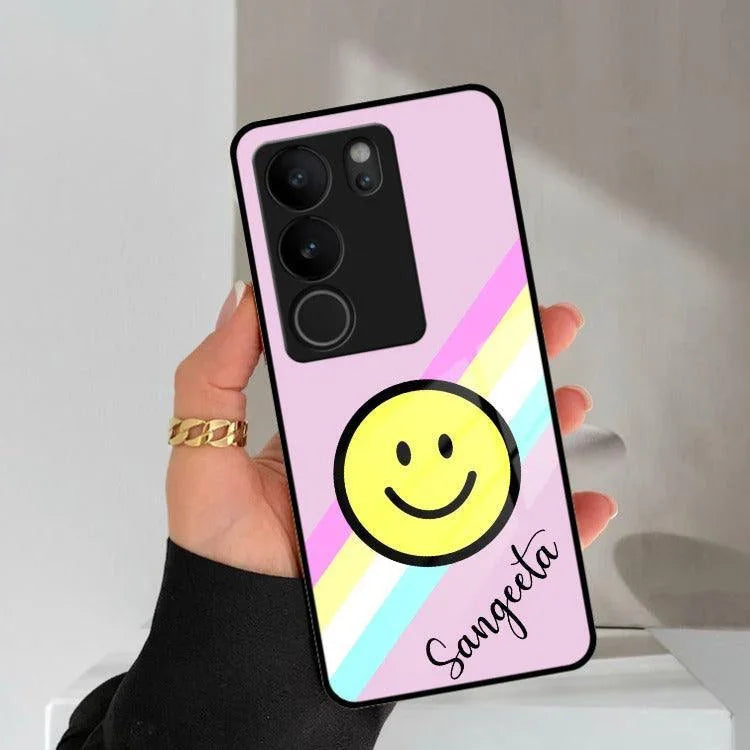 Smiley Glass Case Cover For Vivo - ShopOnCliQ