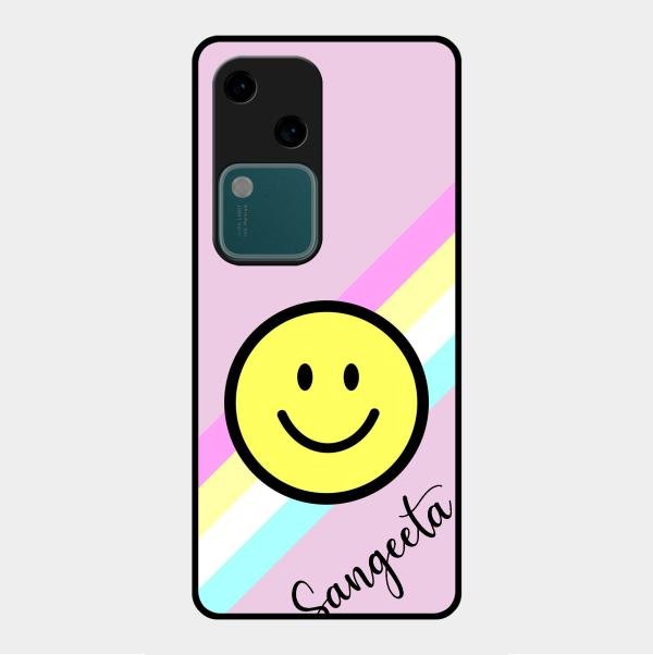 Smiley Glass Case Cover For Vivo V30 5G