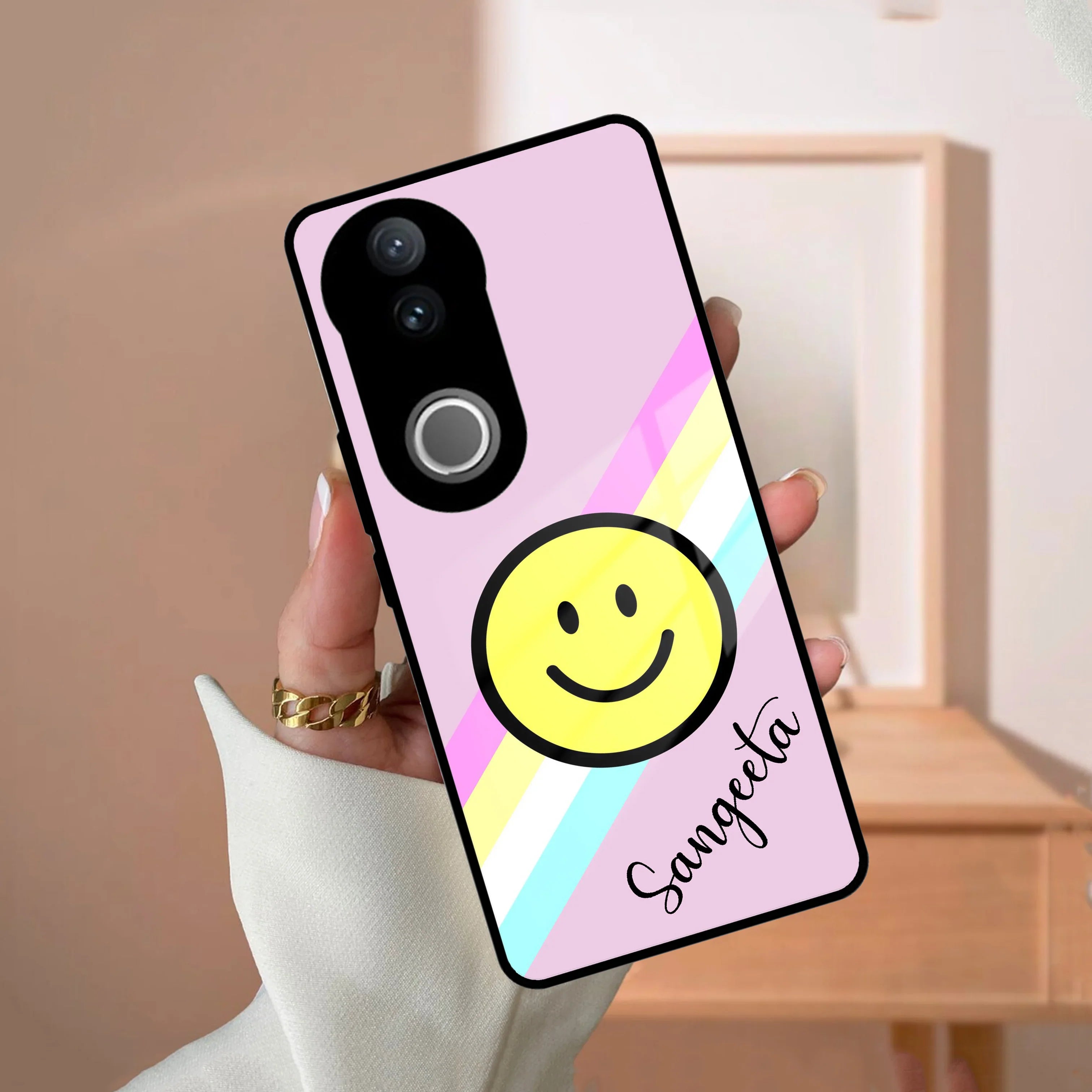 Smiley Glass Case Cover For Vivo - ShopOnCliQ