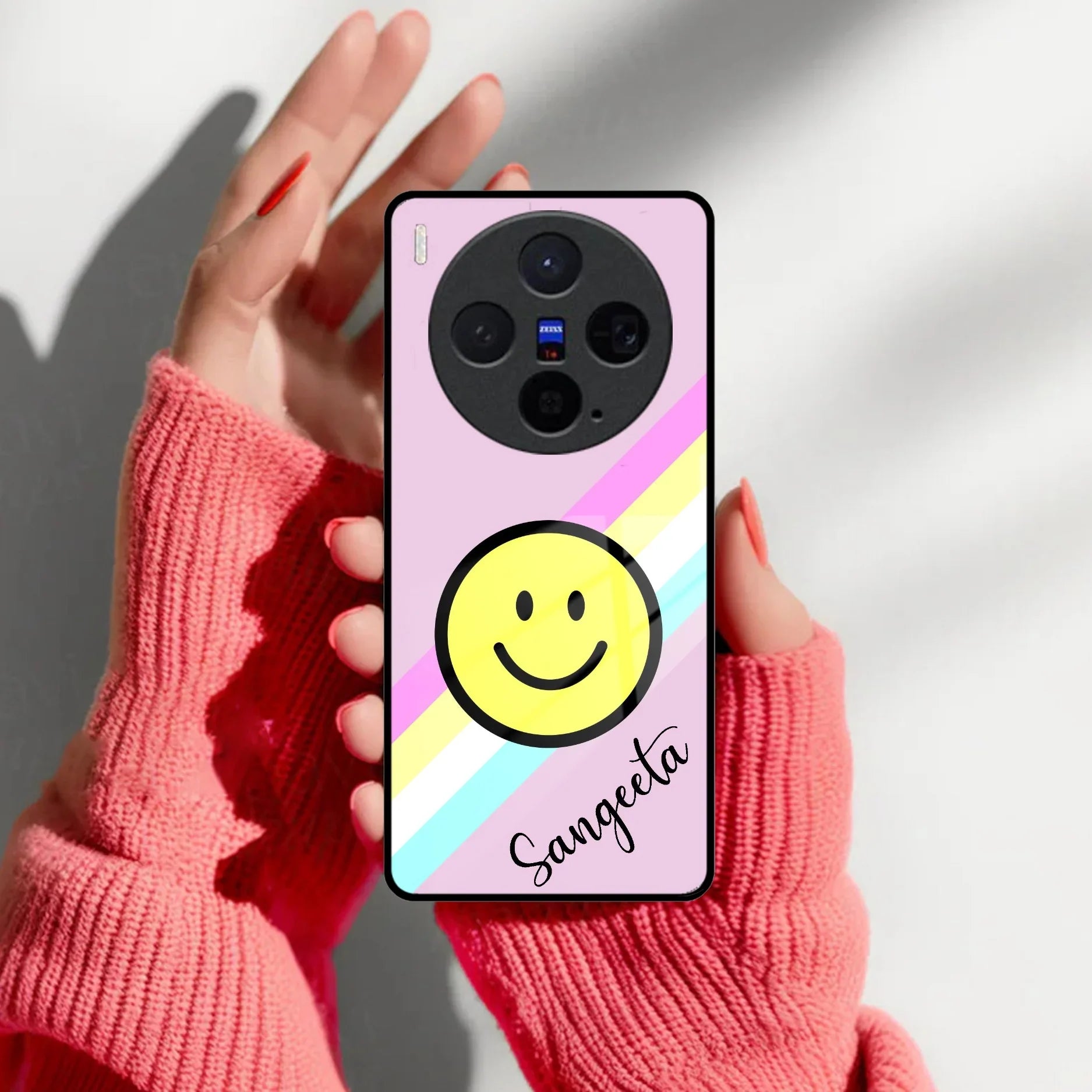 Smiley Glass Case Cover For Vivo