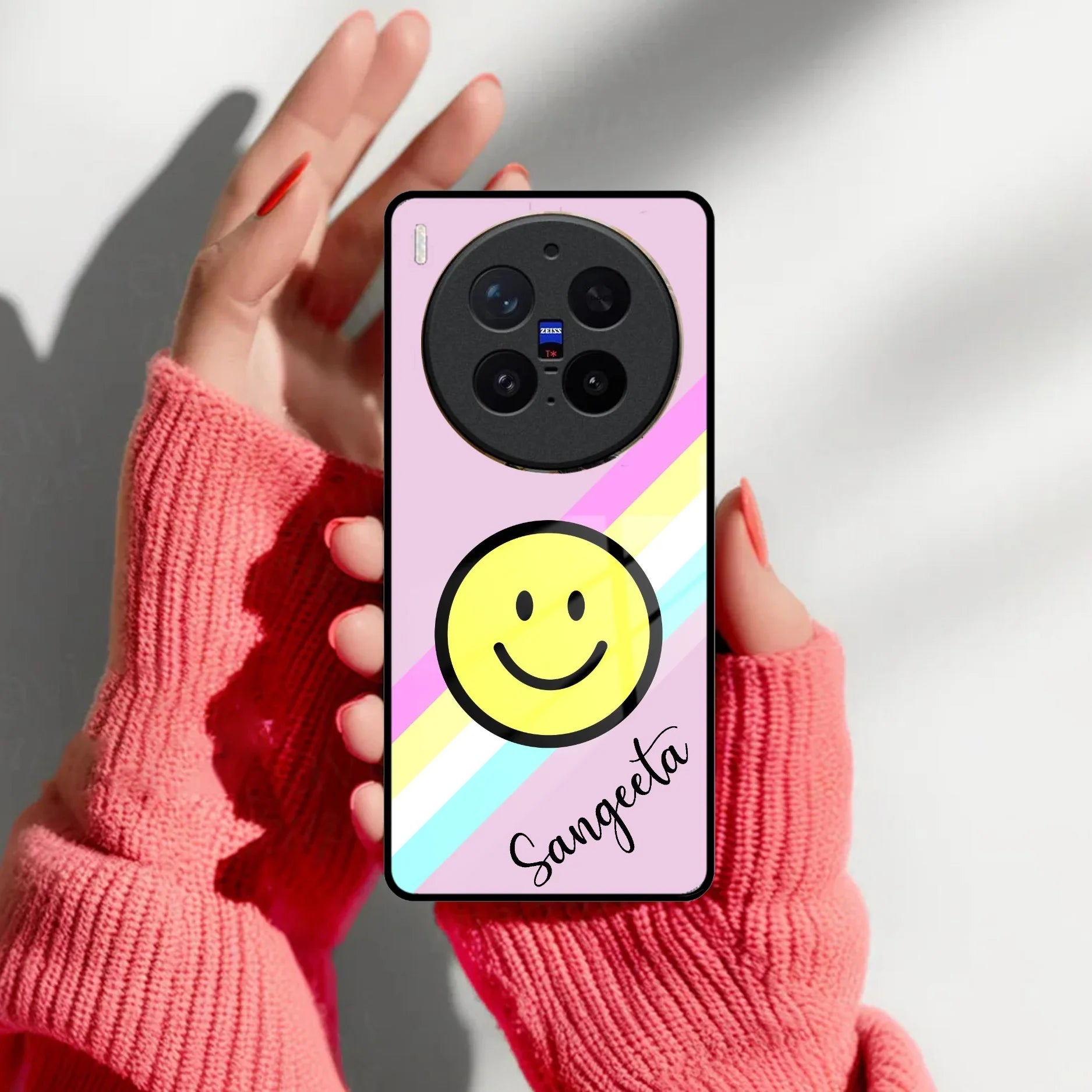 Smiley Glass Case Cover For Vivo