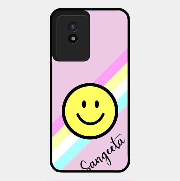 Smiley Glass Case Cover For Vivo Y02T