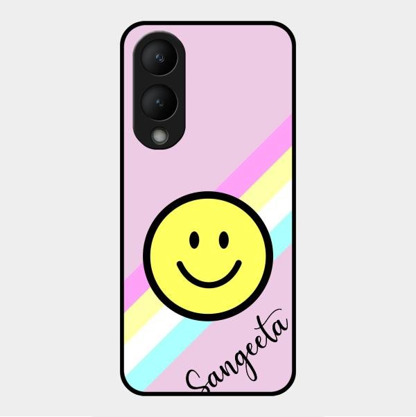 Smiley Glass Case Cover For Vivo Y17S