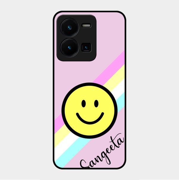 Smiley Glass Case Cover For Vivo Y35