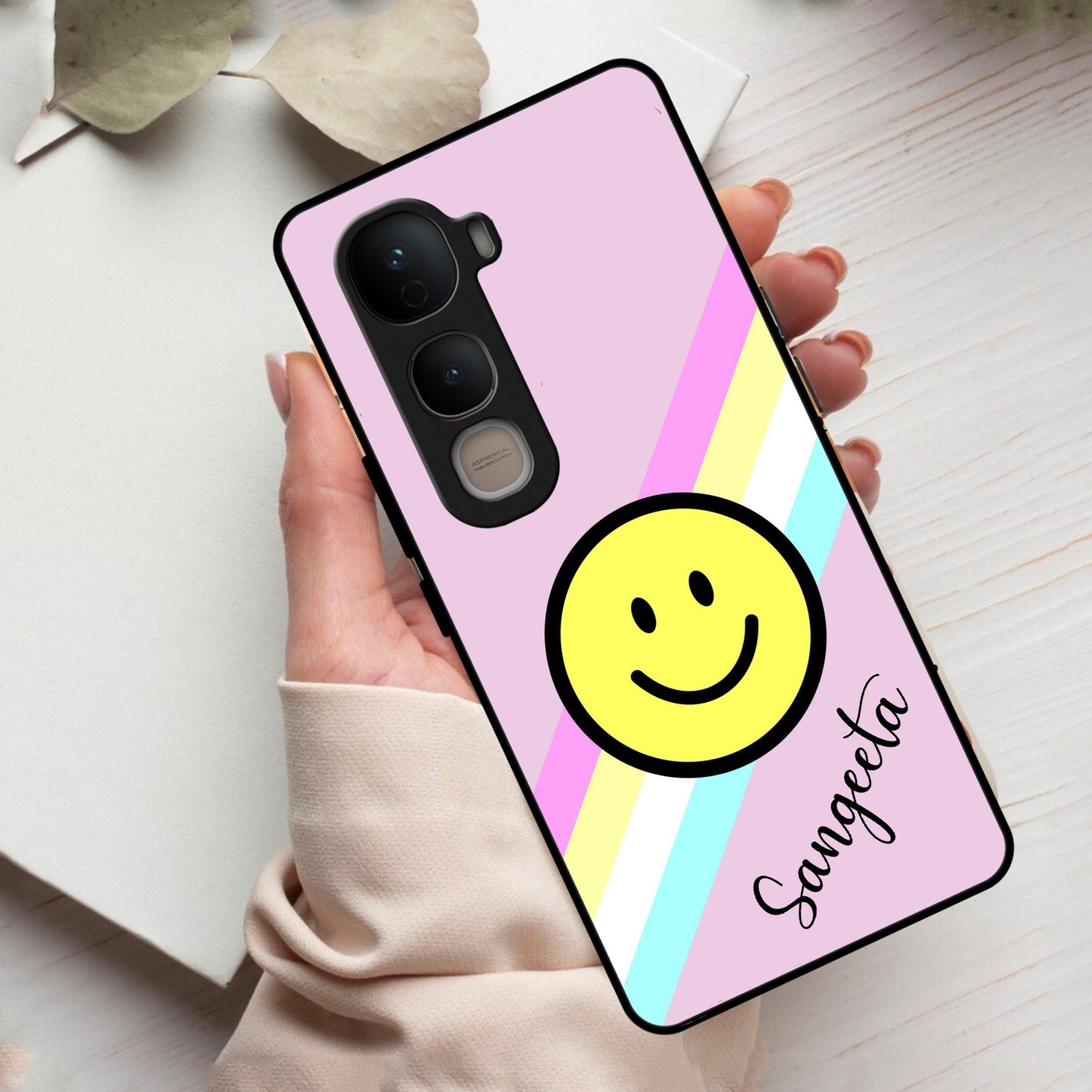 Smiley Glass Case Cover For Vivo