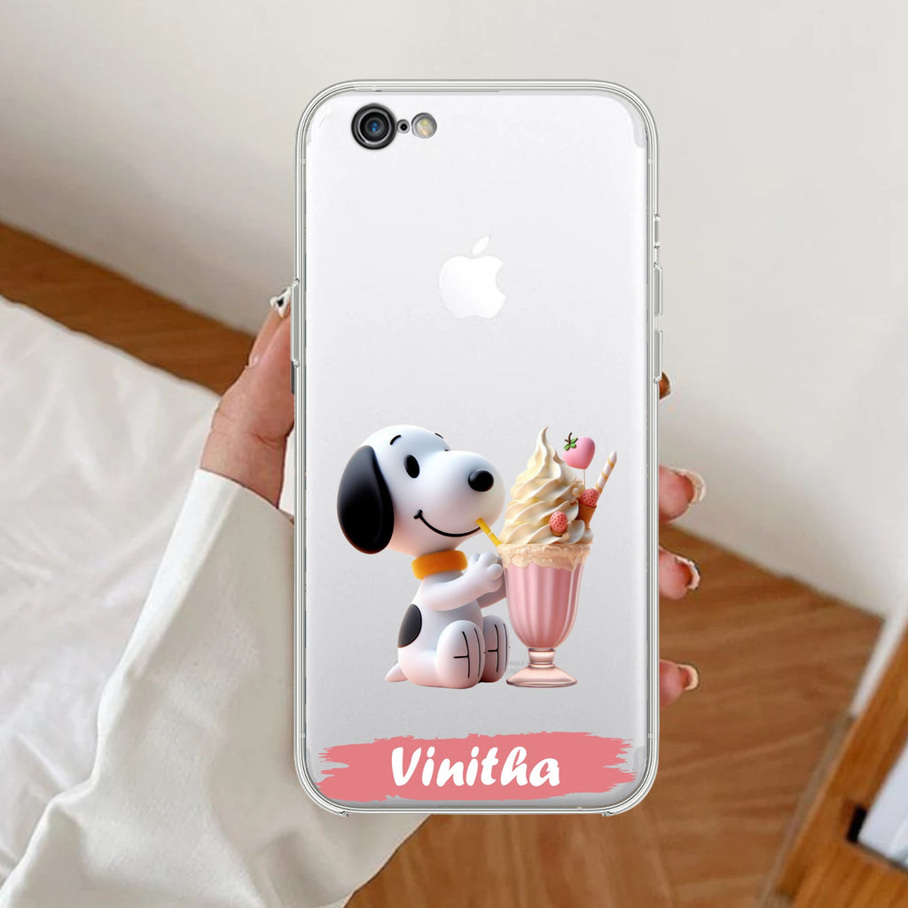 Snoopy Customize Anti Yellow Clear Case For iPhone 7 / iPhone 8 / iPhone Se 2020