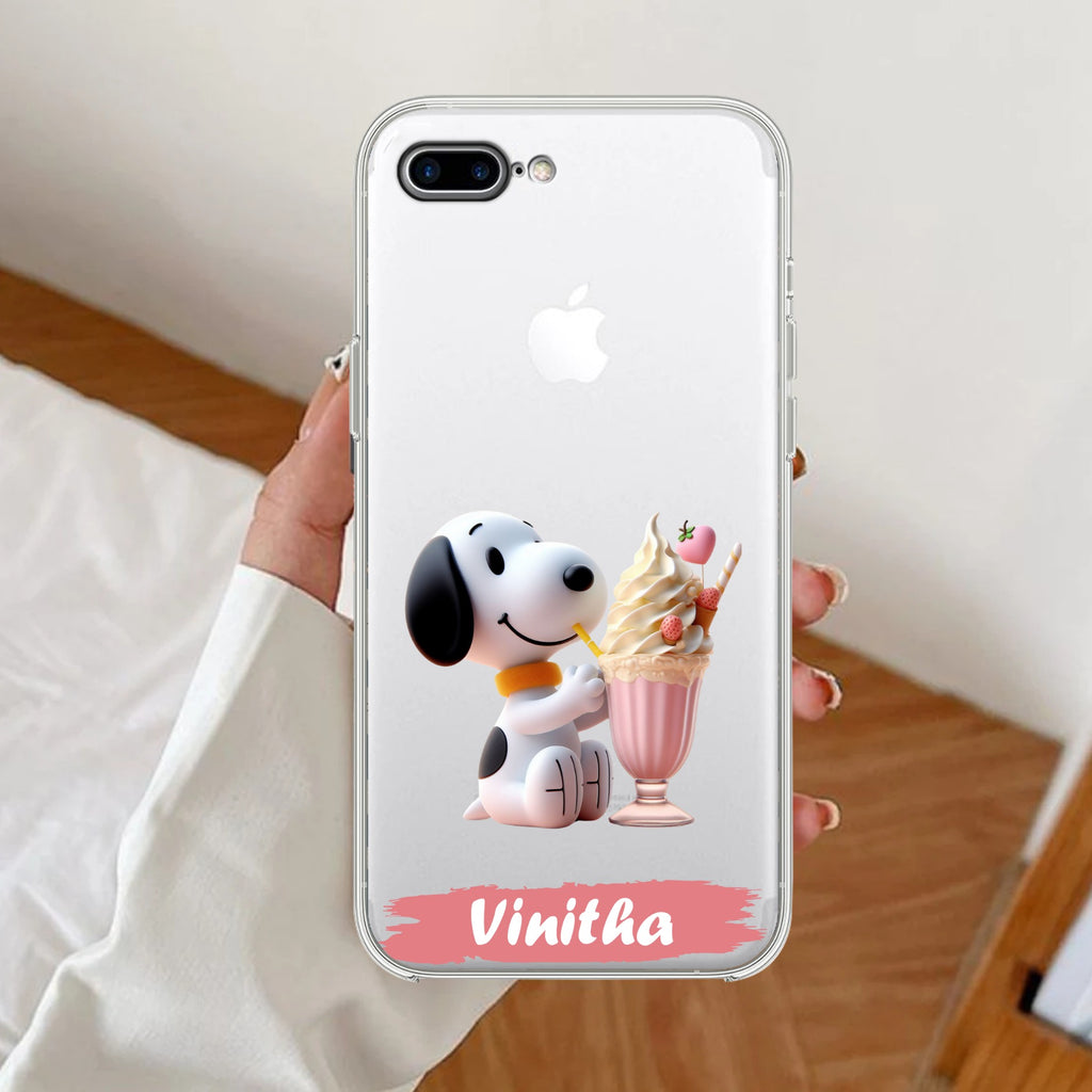Snoopy Customize Anti Yellow Clear Case For iPhone 7 Plus / iPhone 8 Plus