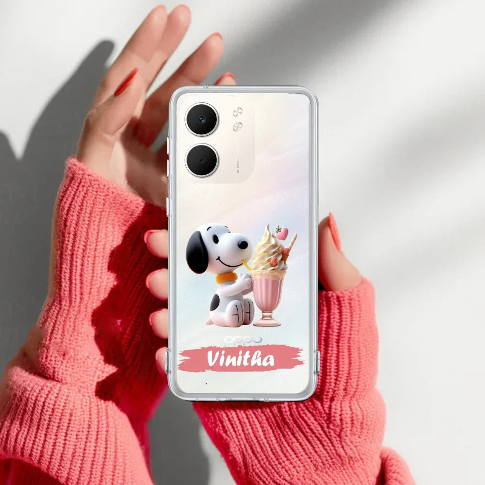Snoopy Customize Anti Yellow Case For Oppo A5X 5G