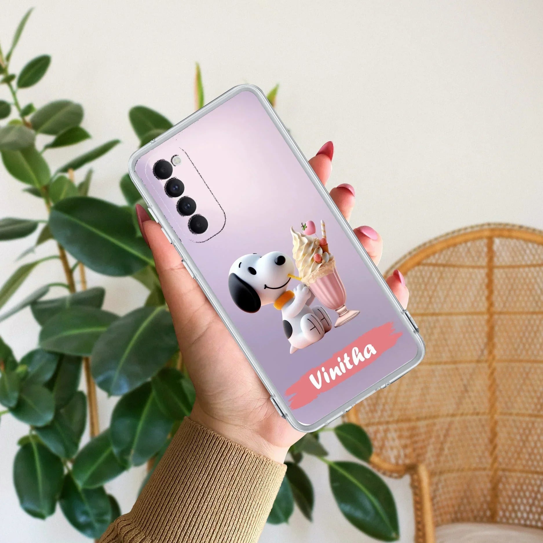 Snoopy Customize Anti Yellow Case For Oppo Reno 4 Pro