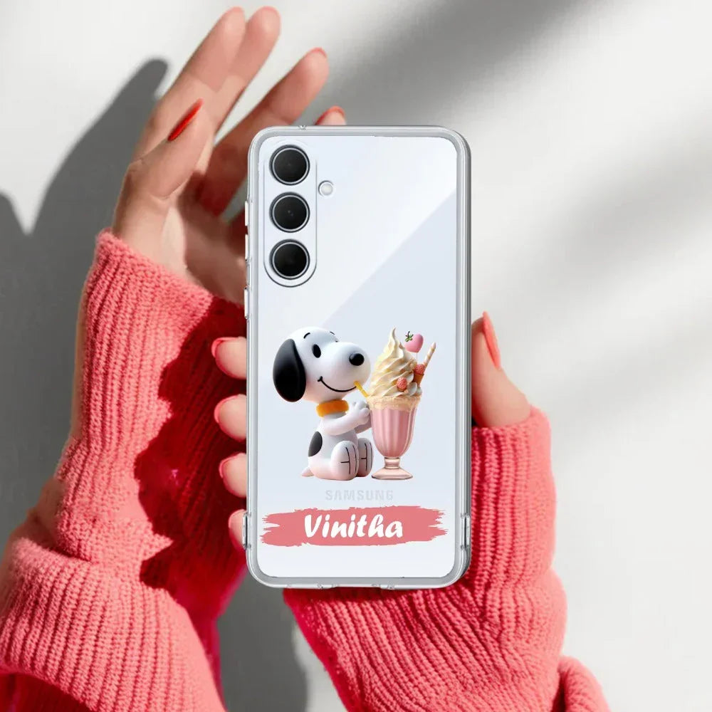 Snoopy Customize Anti Yellow Case For Samsung Galaxy M55 5G