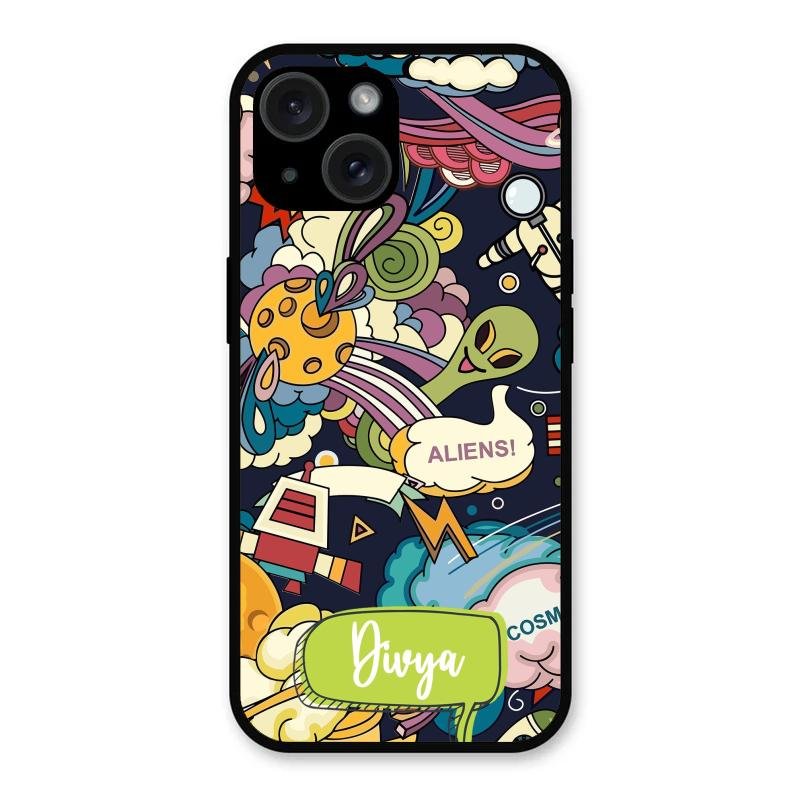 Space Glass Case Cover For iPhone 15 Plus