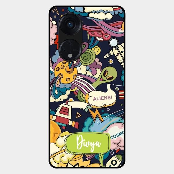 Space Glass Case Cover For Oppo Reno 8T 5G