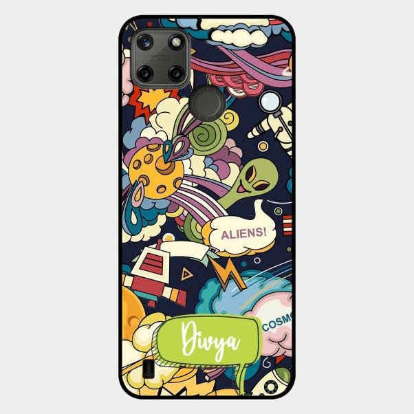 Space Glass Case Cover For Realme C25Y