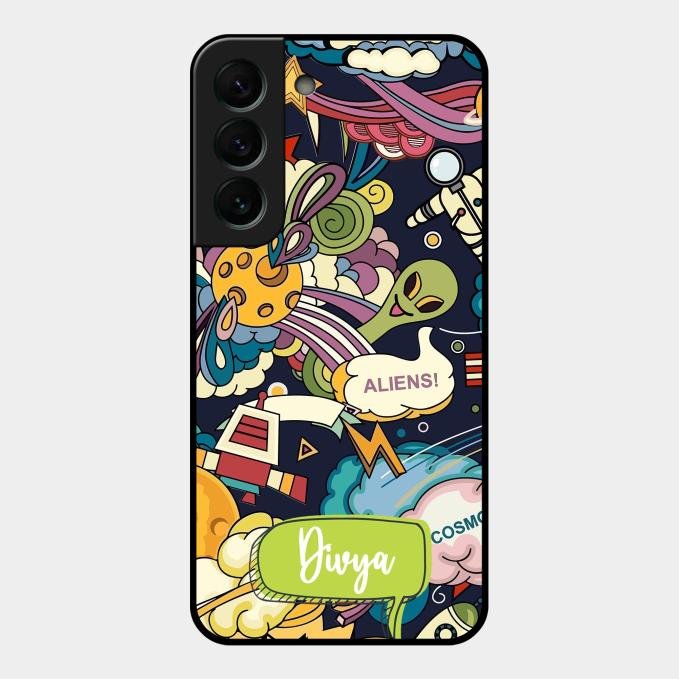 Space Glass Case Cover For Samsung Galaxy S22 Plus 5G