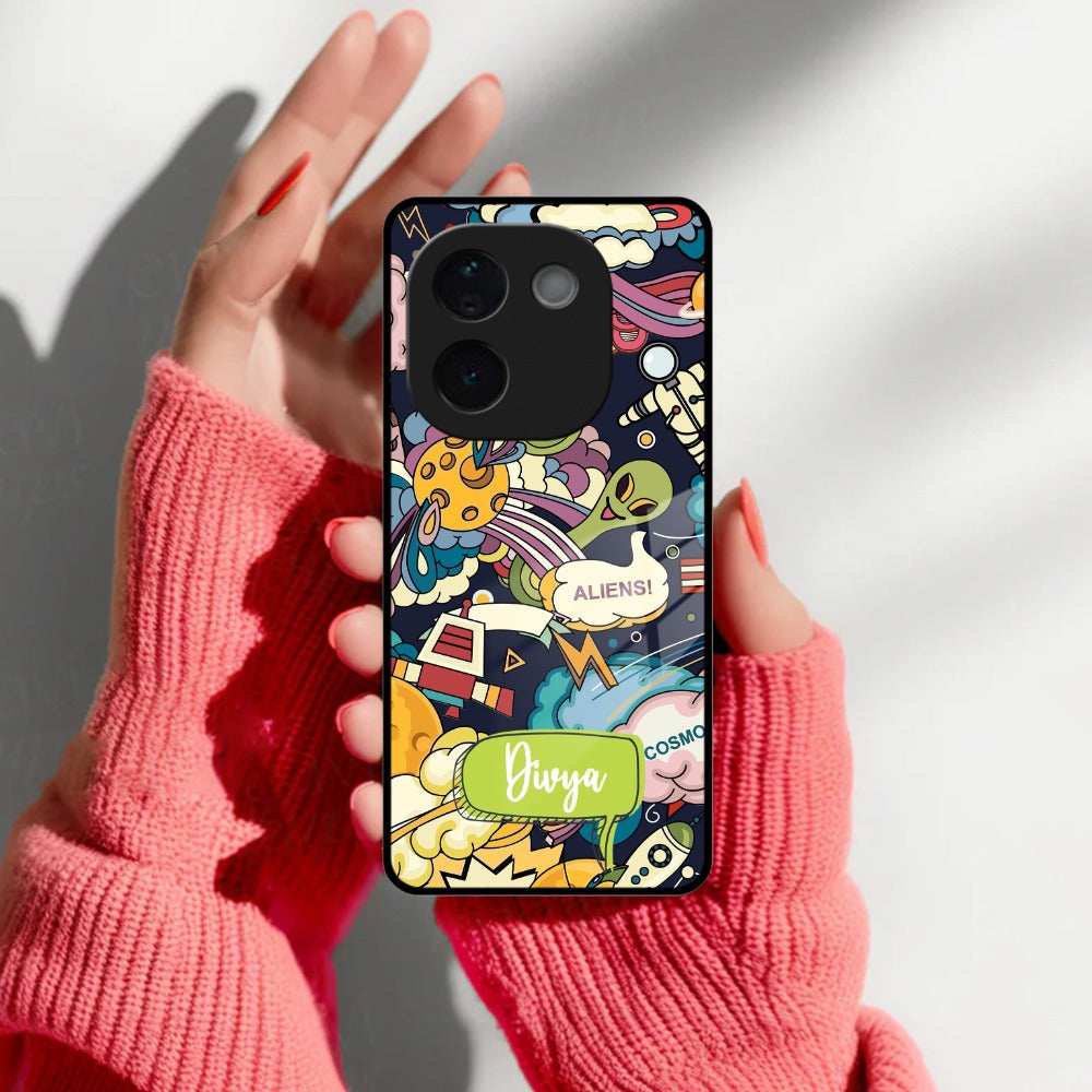 Space Glass Case Cover For iQOO